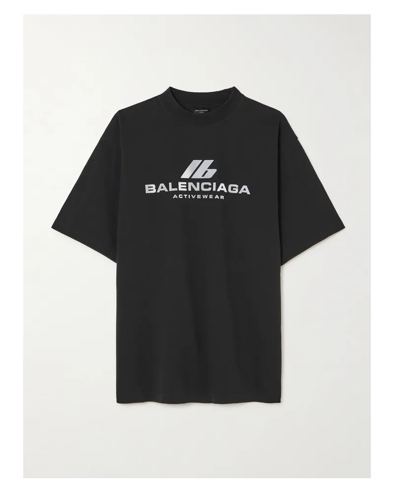 Balenciaga T-shirt aus Baumwoll-jersey mit Print Schwarz