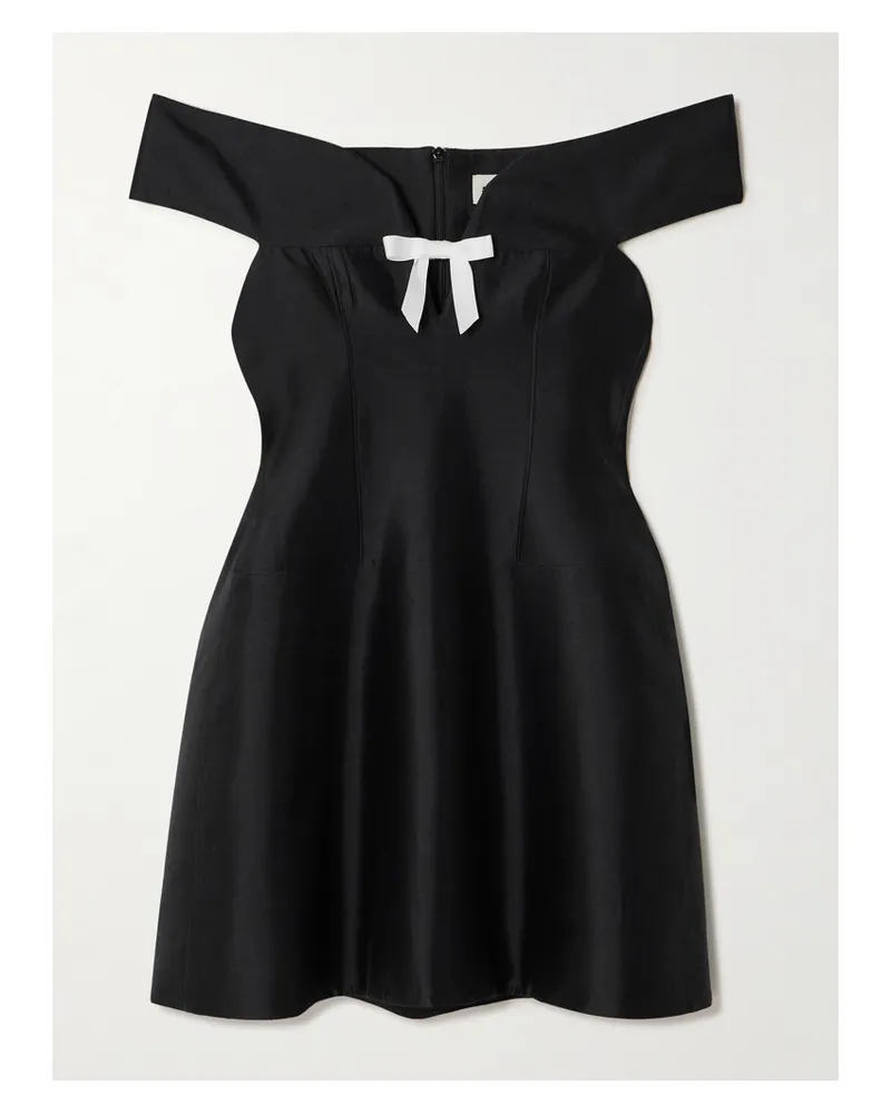 SHUSHU/TONG Minikleid Aus Einer Woll-seidenmischung Mit Cut-out Und Schleife - Schwarz Schwarz