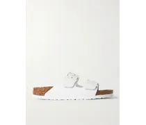 Arizona Textured-leather Sandals - White