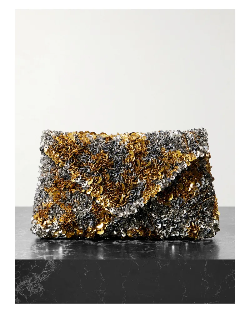 Dries van Noten Embellished Satin Clutch - Silver Silver