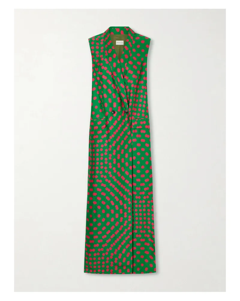 Dries van Noten Polka-dot Satin-jacquard Vest - Green Green