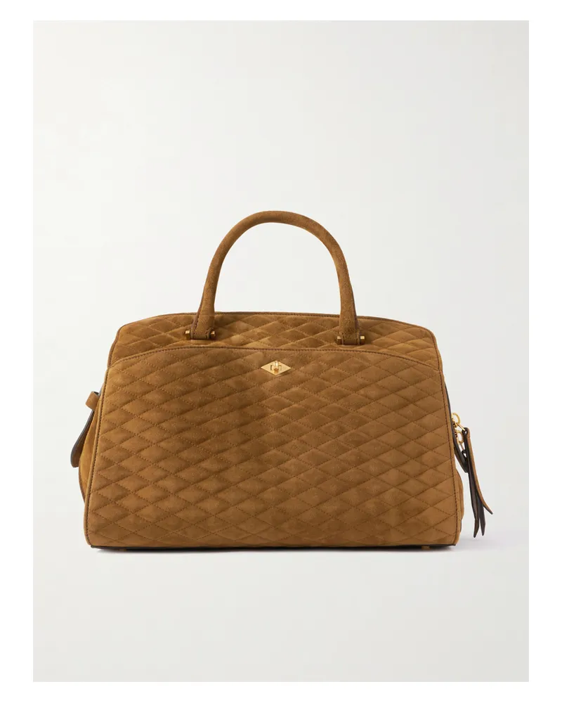 Métier Private Eye Quilted Suede Tote - Brown Brown