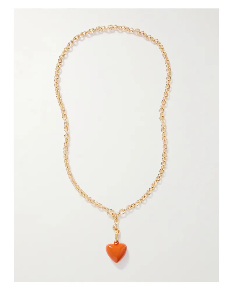 Roxanne Assoulin The Mini Puffy Heart Goldfarbene Kette - Orange Orange