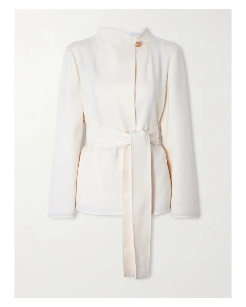 Max Mara Jacke Aus Scuba Mit Bindegürtel - Elfenbein Elfenbein