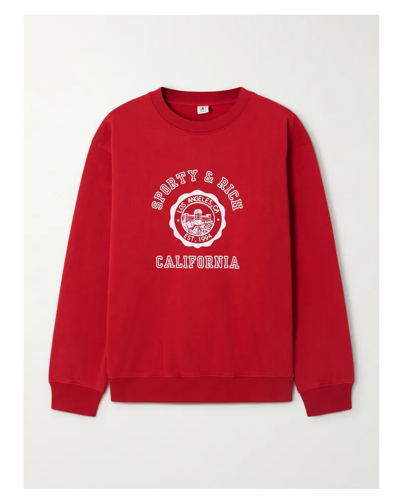 SPORTY & RICH California Sweatshirt Aus Baumwoll-jersey Mit Print - Rot Rot