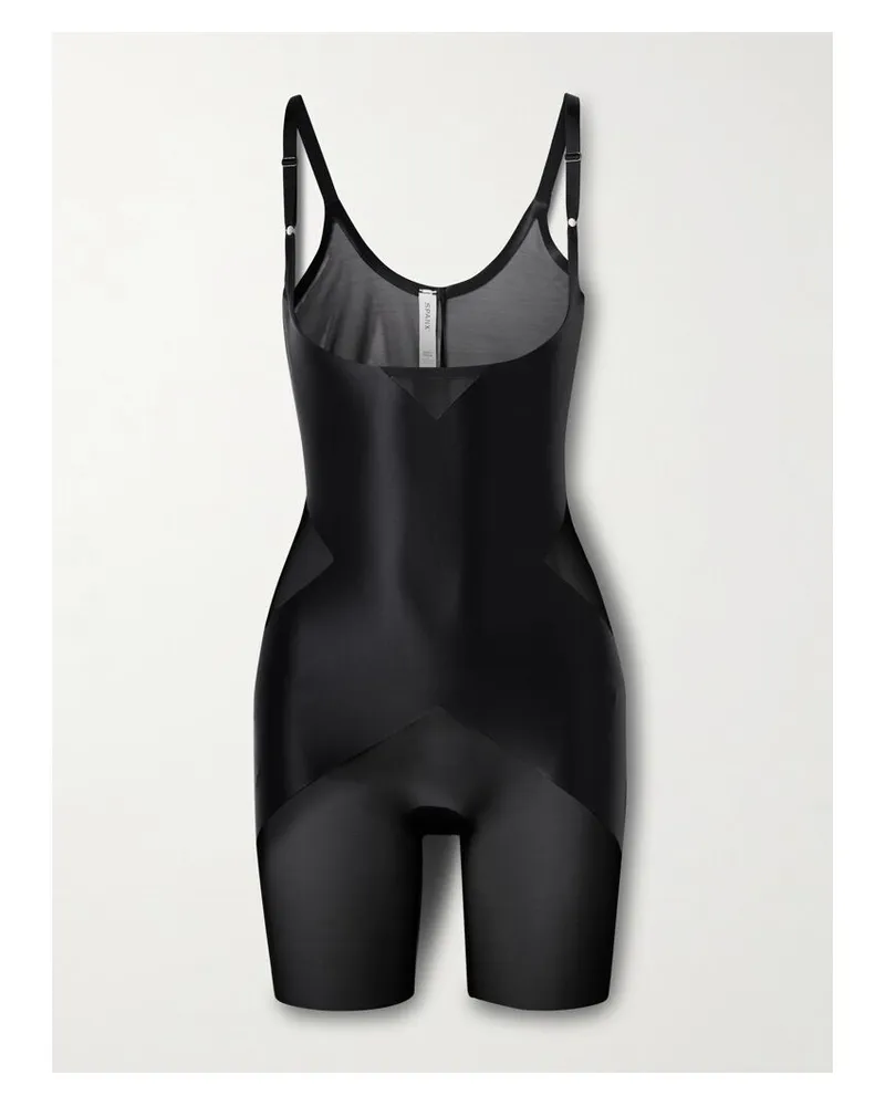 Spanx Spanxshape™ Satin‑x™ Oberschenkellanger Body Mit Freiem Dekollektee - Schwarz Schwarz