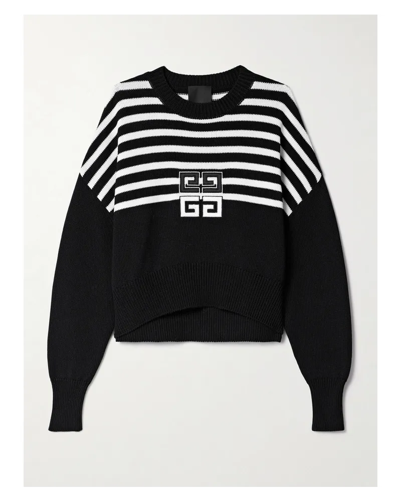 Givenchy Strickpullover mit Streifen Und Stickerei Schwarz