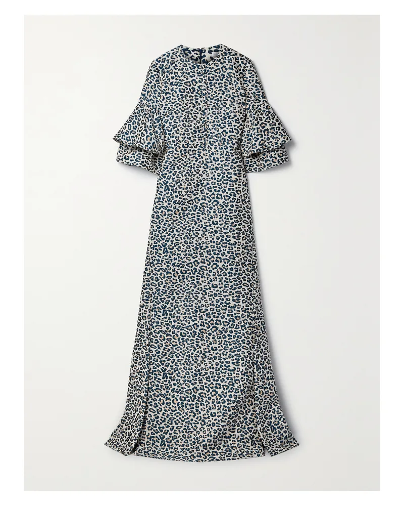 Reem Acra Robe Aus Metallic-jacquard Aus Einer Baumwollmischung Mit Leopardenmuster - Animal-Print Animal-print