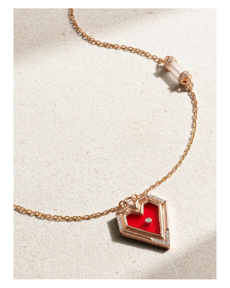 L’Atelier Nawbar Super Heart Kette aus 18 Karat Roségold Rot