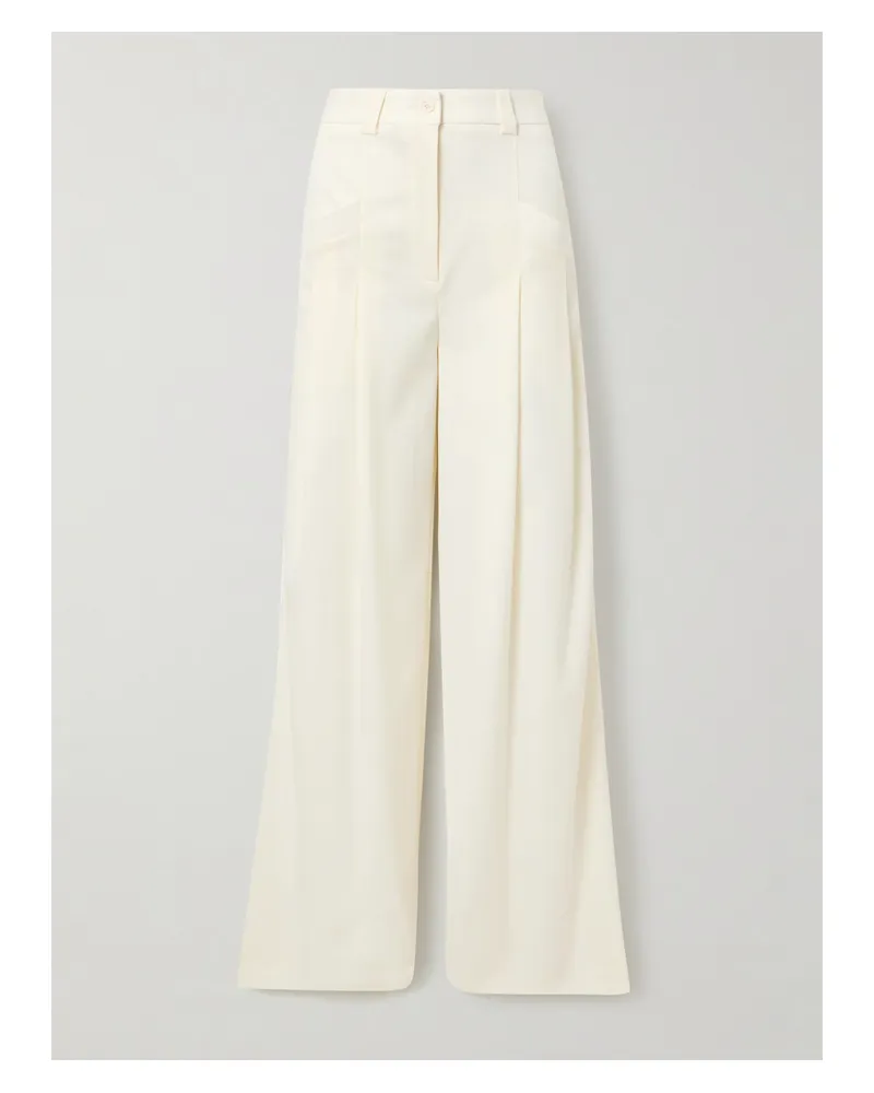 Altuzarra Zanni Hose Mit Weitem Bein Aus Einer Wollmischung Mit Falten - Elfenbein Elfenbein