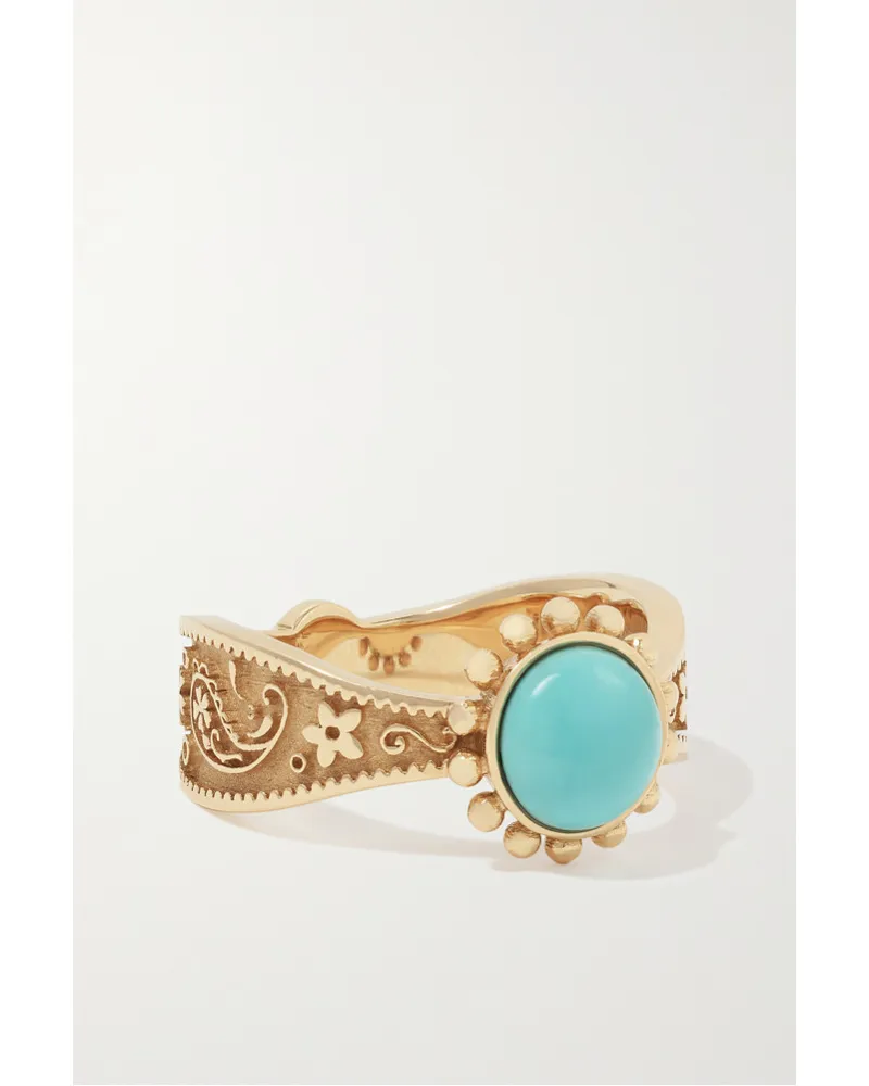 Marlo Laz Southwestern Ring aus 14 Karat Gold Blau