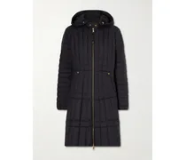 Hooded Appliquéd Padded Quilted Shell Down Coat - Black