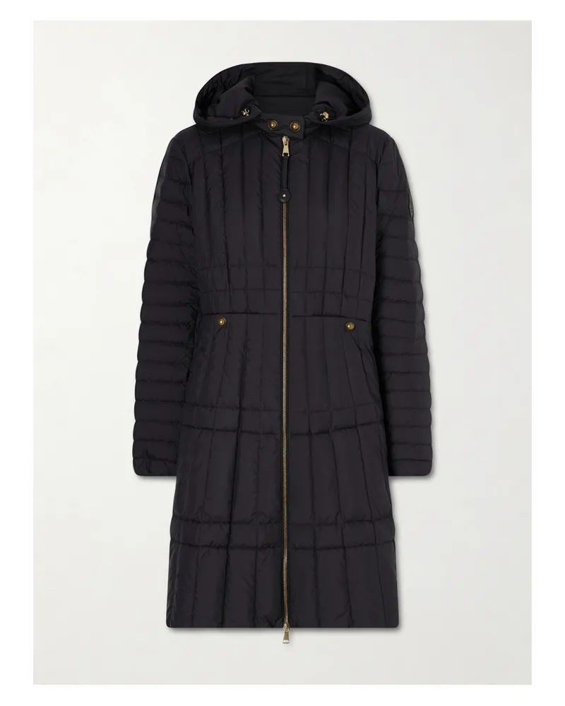 Moncler Hooded Appliquéd Padded Quilted Shell Down Coat - Black Black