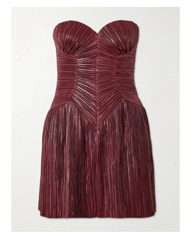 Cult Gaia Nella Strapless Plissé-satin Mini Dress - Burgundy Burgundy
