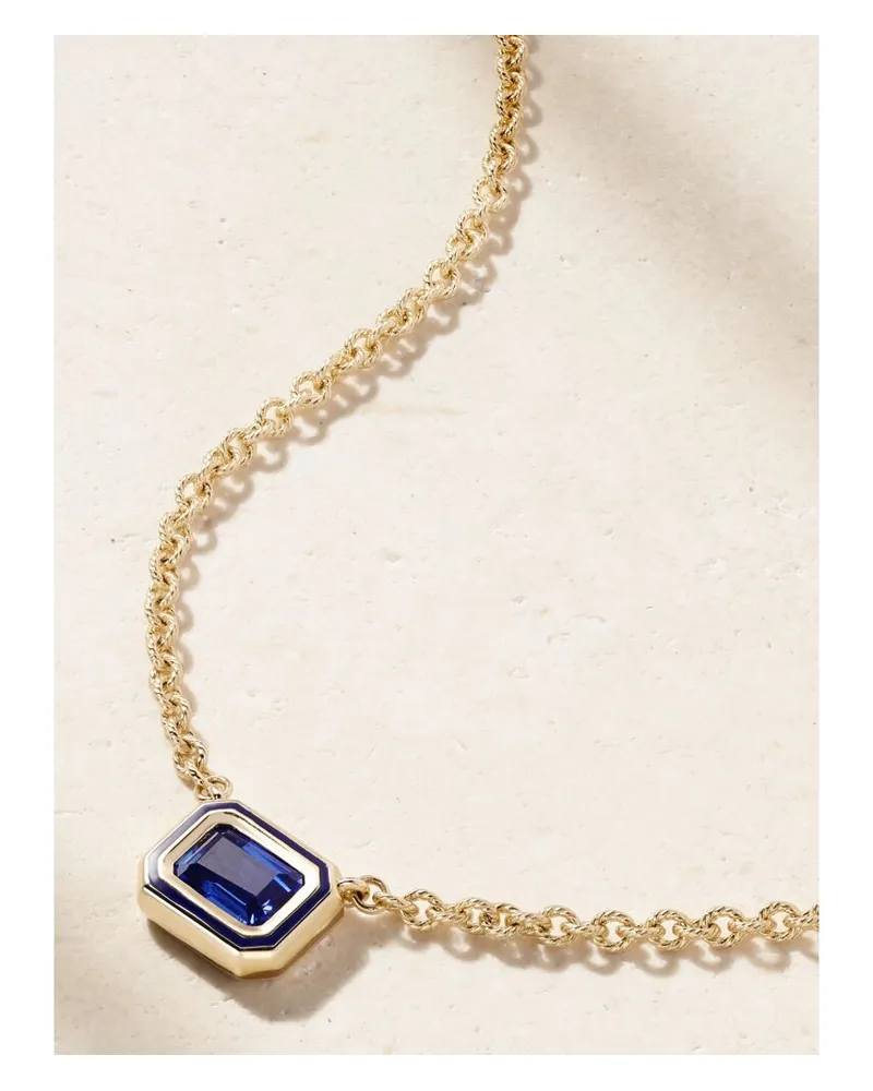 Alison Lou Madison Kette Aus 14 Karat Gold Mit Synthetischem Saphir Und Emaille - Blau Blau