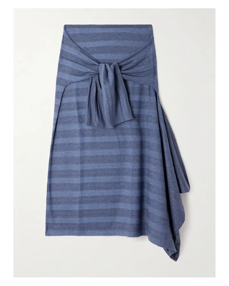 Our Legacy Sash Wandelbarer Asymmetrischer Midirock Aus Gestreiftem Jersey Aus Einer Baumwollmischung Mit Detail Zum Binden - Blau Blau