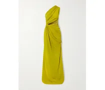Asymmetrische Robe Aus Recyceltem Strukturiertem Stretch-jersey Mit Raffungen Und Cut-out - Gelb