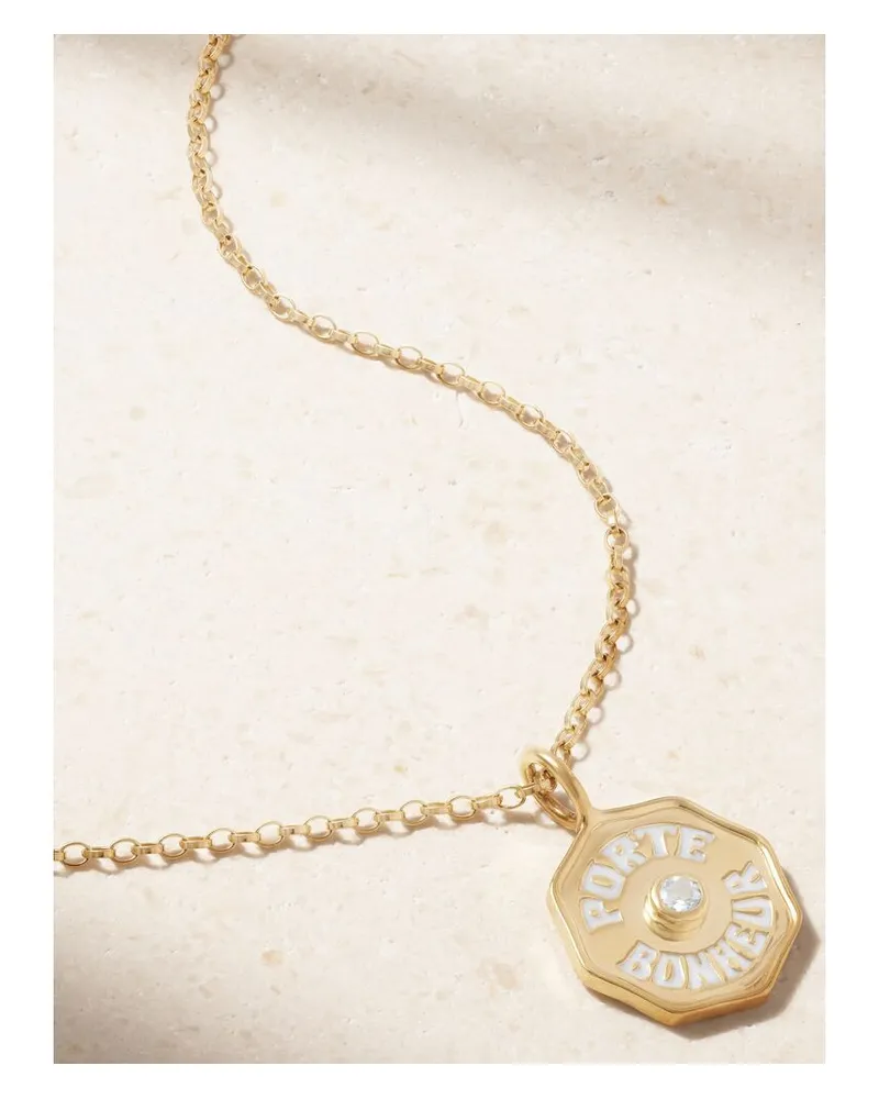Marlo Laz Kette Aus 14 Karat Gold Mit Aquamarin Und Emaille Gold