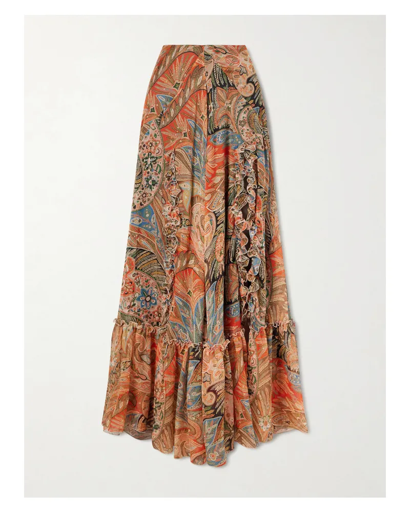 Etro Maxirock Aus Bedruckter Seide - Orange Orange