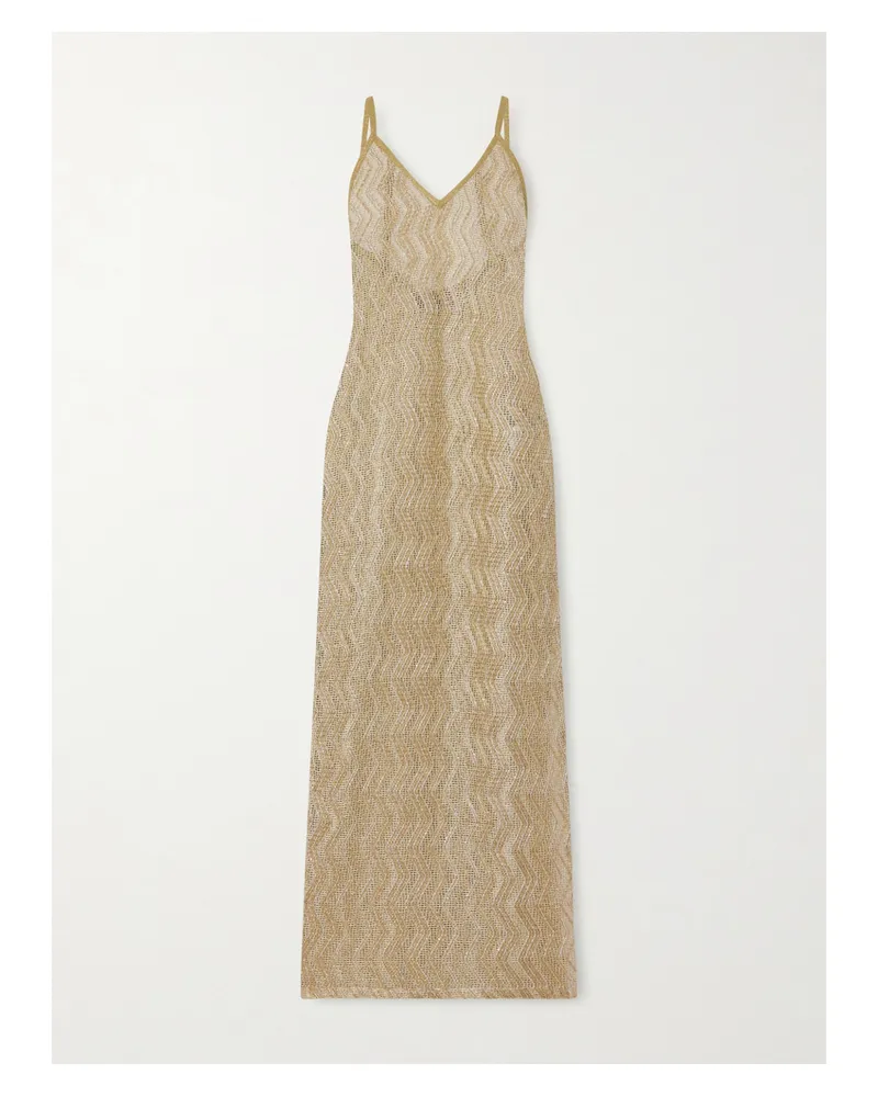 Missoni Mare Strandkleid Aus Häkelstrick In Metallic-optik - Gold Gold