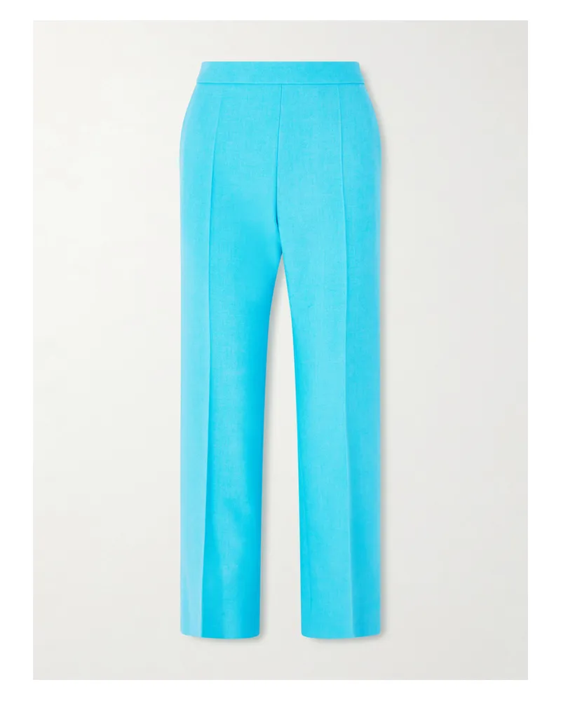 Chloé Wool-crepe Straight-leg Pants - Blue Blue