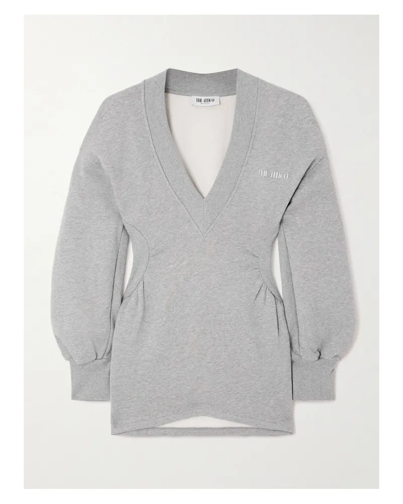 ATTICO Minikleid Aus Baumwoll-jersey Mit Applikation - Grau Grau