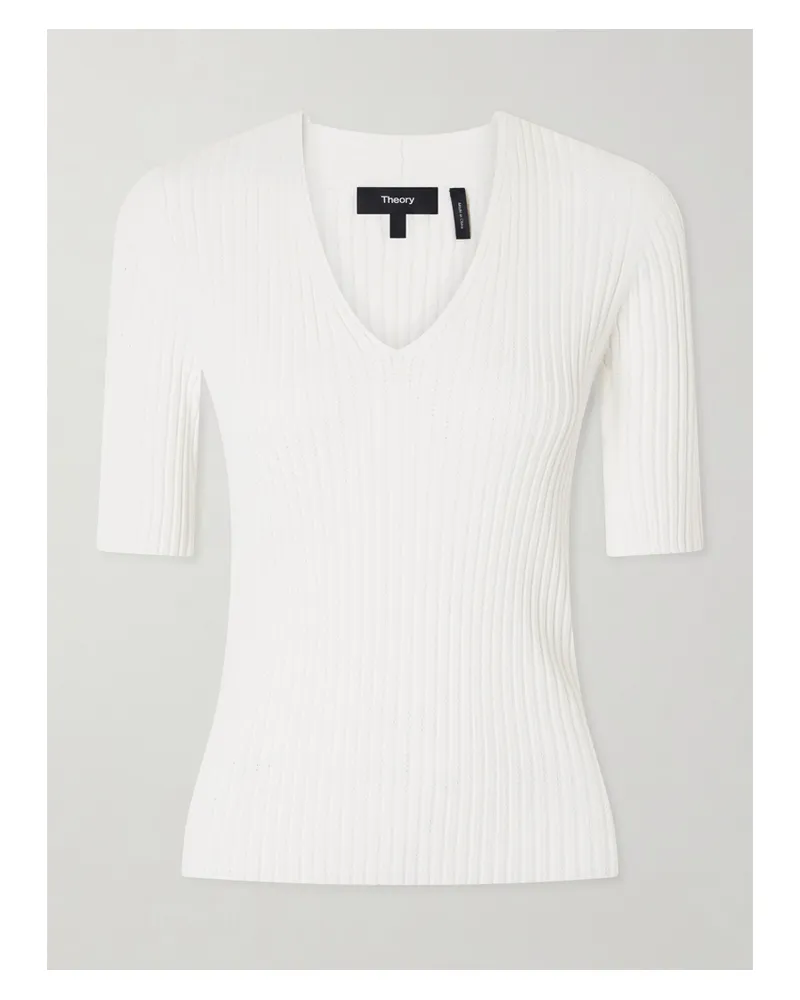 Theory Pointelle-knit Crepe T-shirt - White White