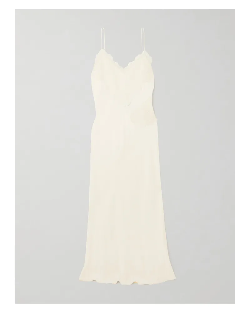 Róhe Maxikleid Aus Satin Mit Spitzenbesätzen - Creme Creme