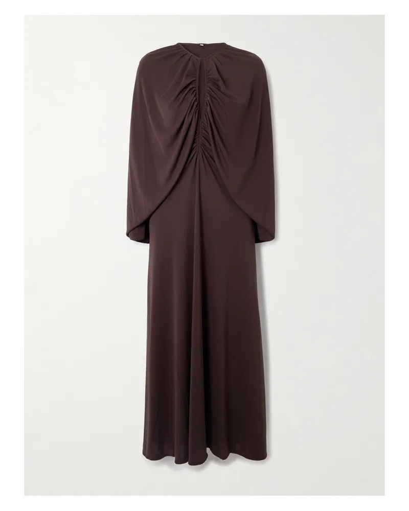 Johanna Ortiz Silent Solstice Midikleid Aus Glänzendem Jersey Mit Cape-effekt - Braun Braun