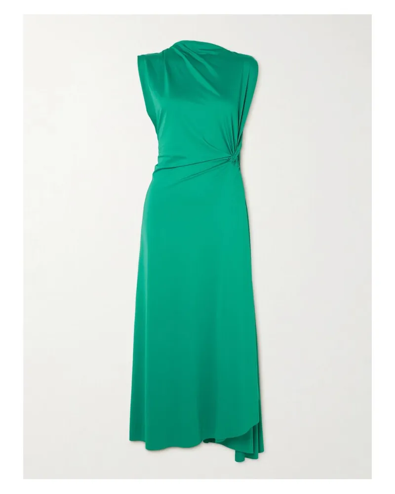 Victoria Beckham Asymmetrisches Midikleid Aus Stretch-crêpe Mit Raffungen - Grün Grün