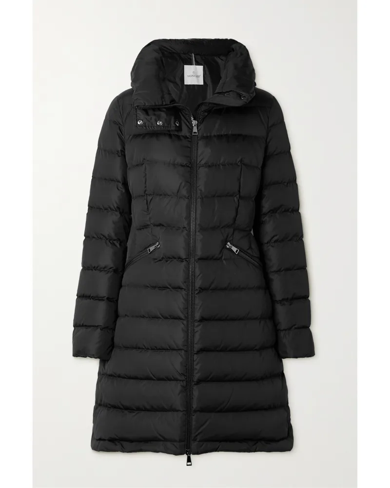 Moncler Flammette Hooded Quilted Shell Coat - Black Black