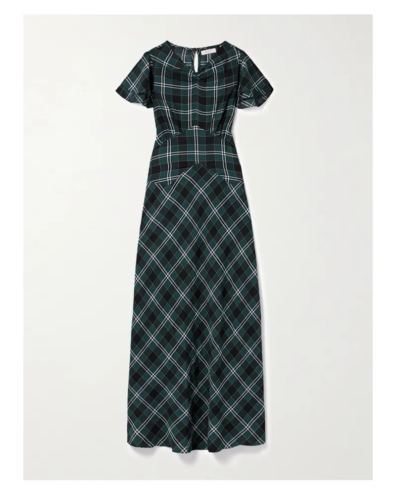 DÔEN Seraphine Midikleid Aus Kariertem Baumwoll-twill - Grün Grün