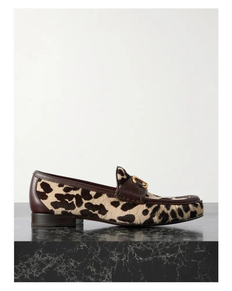 Valentino Garavani Vlogo Signature 20 Loafers Aus Kalbshaar Mit Leopardenprint Und Lederbesätzen - Animal-Print Animal-print