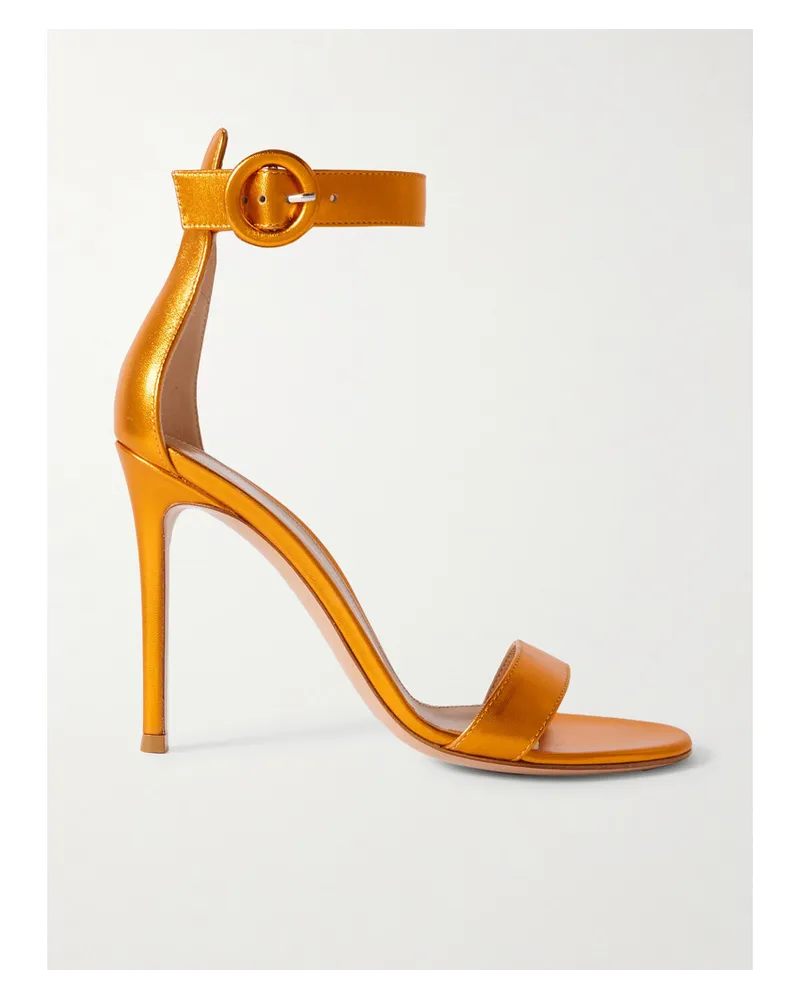 Gianvito Rossi Portofino 105 Sandalen aus Metallic-leder Orange