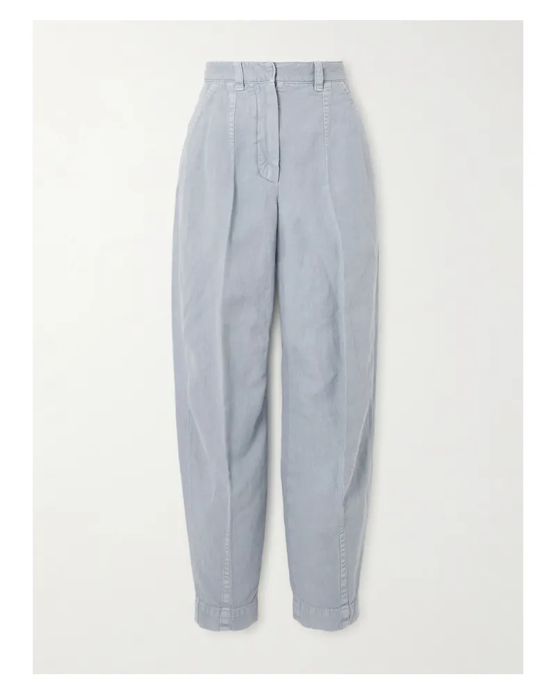 Brunello Cucinelli Schmal Zulaufende Hose Aus Twill Aus Einer Baumwoll-leinenmischung - Blau Blau