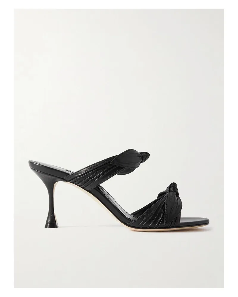 Manolo Blahnik Lollo 70 Mules Aus Leder Mit Schleifen - Schwarz Schwarz