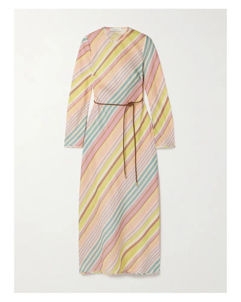 Zimmermann Halliday Maxikleid Aus Gestreiftem Leinen Mit Bindegürtel - Mehrfarbig Mehrfarbig