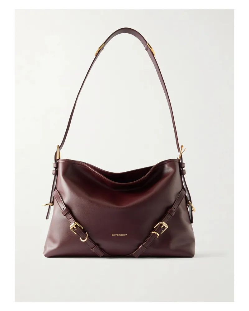 Givenchy Voyou Medium Leather Shoulder Bag - Burgundy Burgundy