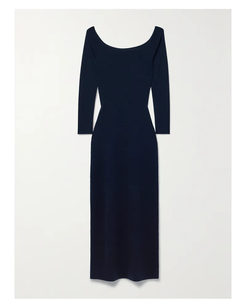 Gabriela Hearst Selwyn Schulterfreies Midikleid Aus Einer Woll-kaschmirmischung - Blau Blau