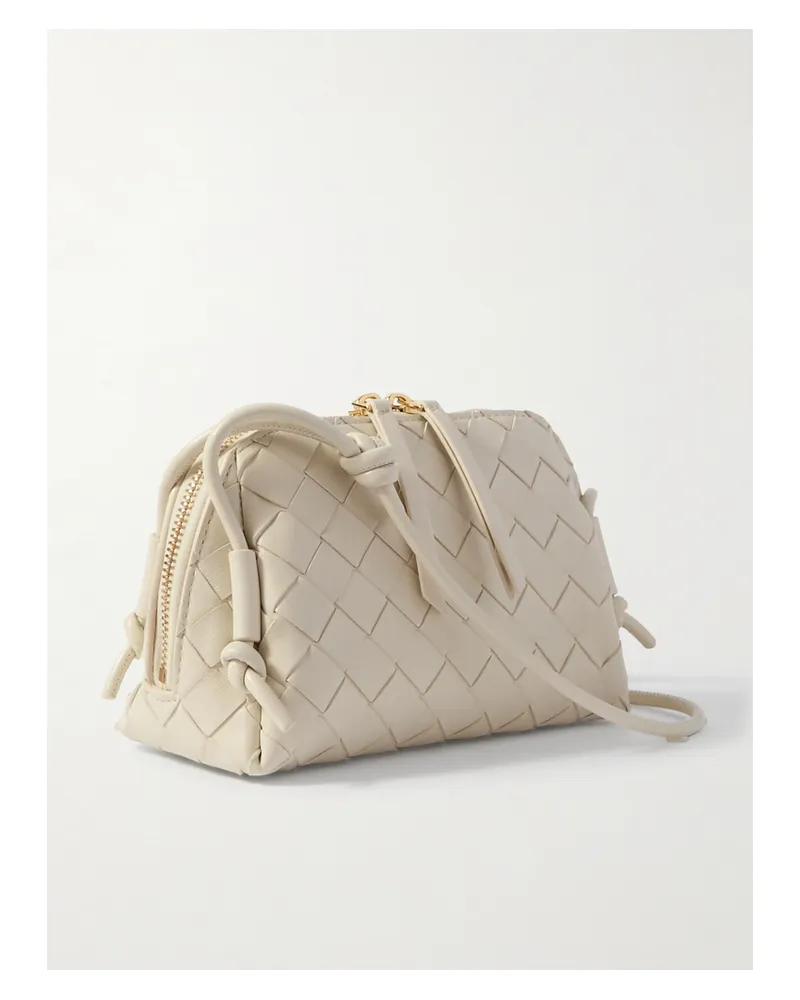 Bottega Veneta Concert Pouch Intrecciato Leather Shoulder Bag - Cream Cream