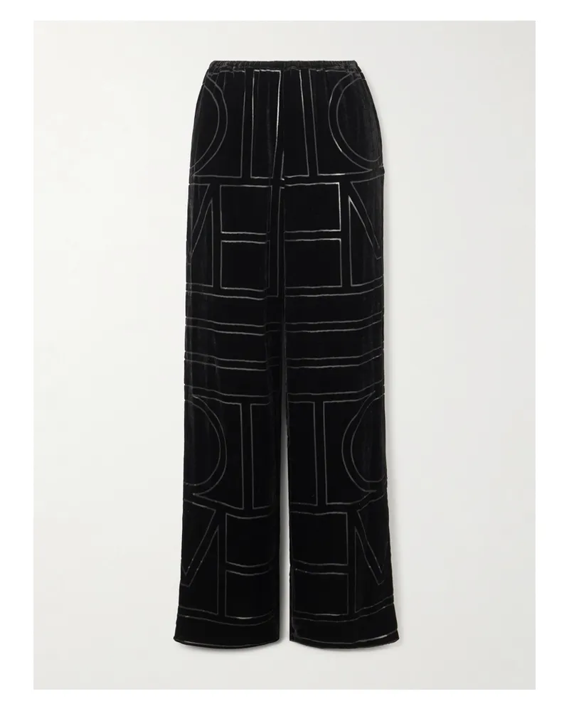 Totême Devoré-velvet Wide-leg Pants - Black Black