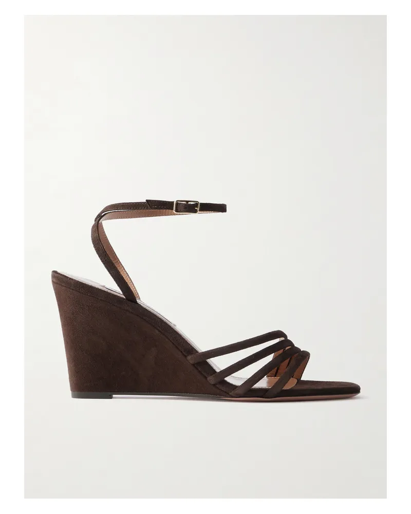 Aquazzura Latour 85 Sandalen Mit Keilabsatz Aus Veloursleder - Braun Braun