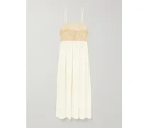 Trousseau Maxikleid Aus Spitze Und Seiden-jacquard - Creme