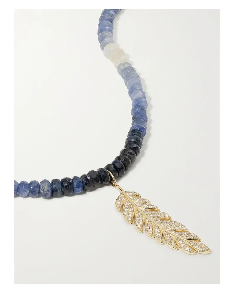 Sydney Evan Feather Kette Mit Zierperlen, Diamanten Und Details Aus 14 Karat Gold Gold