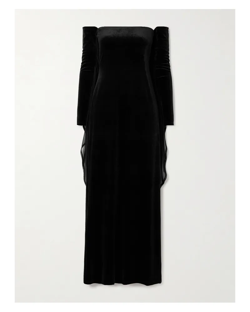 Michael Lo Sordo Trägerloses Maxikleid Aus Samt Und Mesh - Schwarz Schwarz