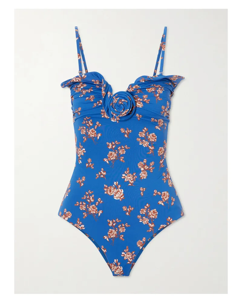 Magda Butrym Floral-print Swimsuit - Blue Blue