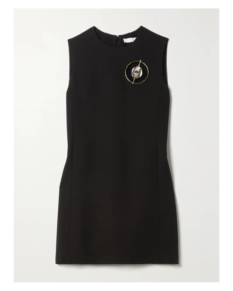 Chloé Minikleid Aus Seiden-cady Mit Verzierung - Schwarz Schwarz