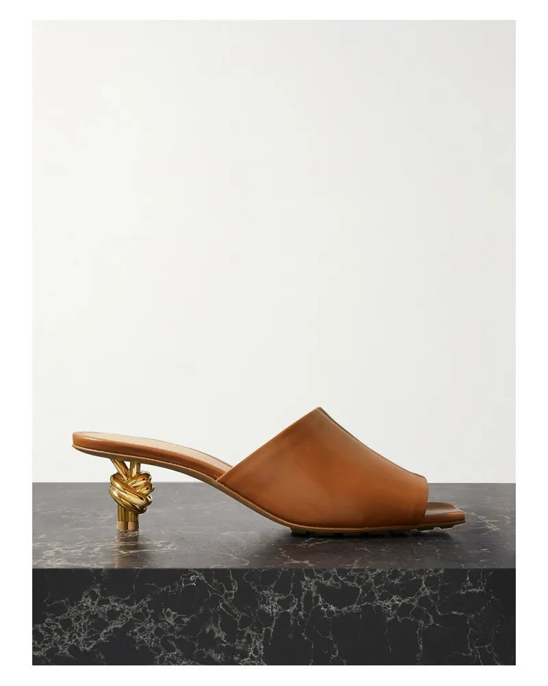 Bottega Veneta Knot Leather Mules - Brown Brown