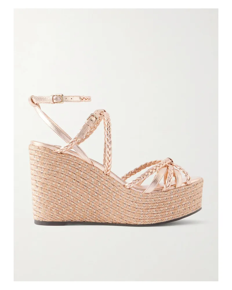 Jimmy Choo Nyra Wedges Aus Metallic-leder - Pink Pink