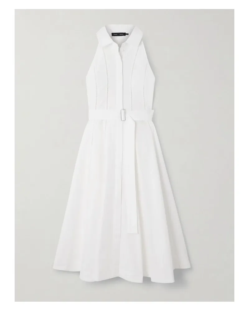 Proenza Schouler Dorothy Midi-hemdblusenkleid Aus Popeline Aus Einer Baumwollmischung Mit Häkeleinsätzen - Weiß Weiß
